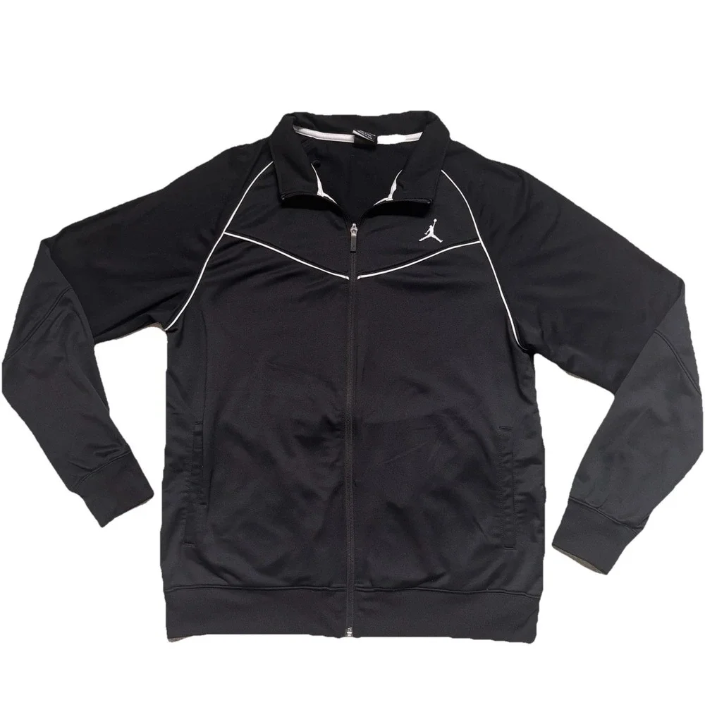 Jordan Men's Black White Dri Fit Track Suit Jacket Basketball Athletic‎ Sz Large